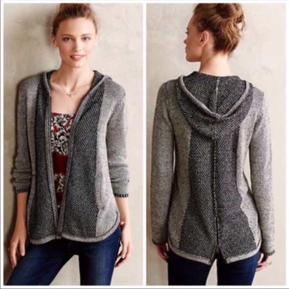 Anthropologie Sweaters - 🌼 Anthropologie Sparrow Hooded Knit Zip Cardigan